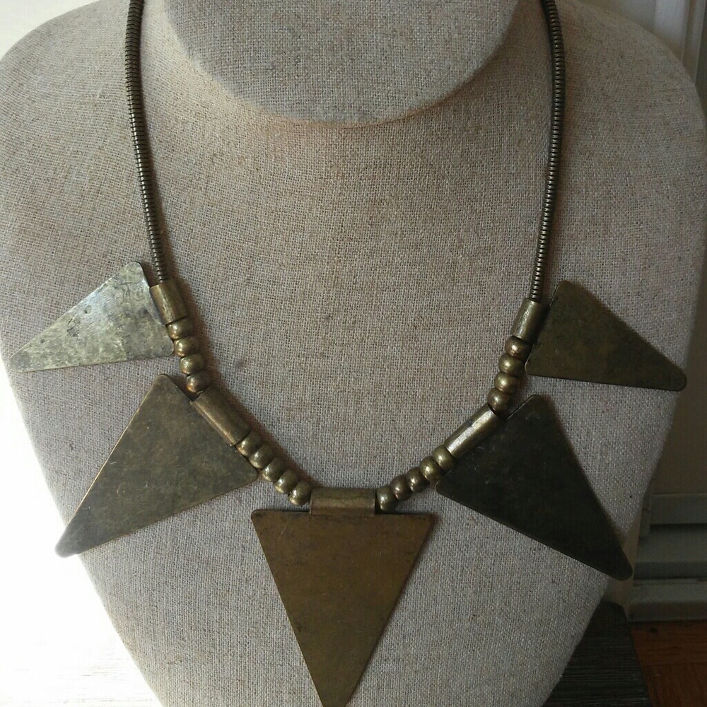 Rustic Gold Triangle Necklace